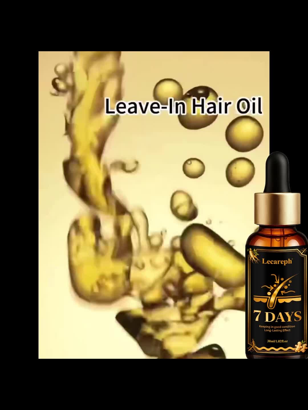 7 DAYS Strengthen Powerful Leave-In Hair Oil Contains Turmeric Ingredient. Just a Drop Loose Dandruff Flakes, Smooths And Lengthens Hair, Effectively Controls Frizz, Dryness And Split Ends. Leaving Hair Bouncy And Elastic. Dry Hair - Image 9