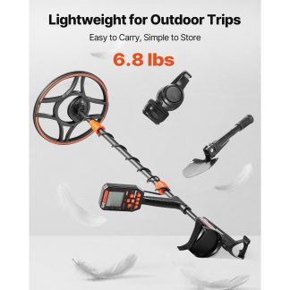 VEVOR Metal Detector, 304.8 mm, Professional High Accuracy Gold Detector for Adults, with Display, Wireless Headphones, 7 Modes, Adjustable Length, for Detecting Gold Treasure Hunting,