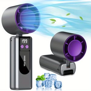 ABUDODO Mini Handheld Turbo Fan Cooler with USB- Wireless Operation, Quiet Motor & Digital Display - Wearable/Pocket Cooling Fan Suitable for Office, Travel, Indoor/Outdoor Use, USB-Rechargeable Cooling System