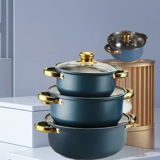New 4pcs Non-Stick Cookware Set, Including a Covered Stew Pot. Suitable for Cooking a Variety of Ingredients, This Durable Kitchenware Is Compatible with Induction Cooktops and Gas Stoves. An Ideal Gift for Mother's Day, Thanksgiving, and Christmas