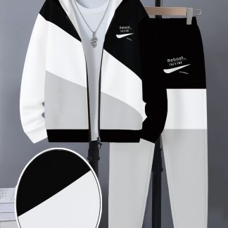 Christmas Fashion 3D Prints, Stylish 3D Print Casual Hoodies for Boys, Patterned Casual Zip Cardigans for Spring, Suitable for Outdoor Activities, Boys' Jacket And Trousers Set, Perfect for Outdoor Wear, Casual Zip Cardigans for Spring, Hoodie Sets