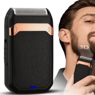 Men's Electric Shaver-USB Rechargeable Portable Shaver, Lychee Skin Pattern Body, Rose Golden Embellishments, Equipped with Side Trimmers, Reciprocating Aluminum Foil Shaver, Ideal Gift for Boyfriends, Fathers or Brothers,