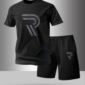 2pcs Men's 100% Cotton Pajama Set - All-Season Short Sleeve & Shorts Sleepwear with Pajama Top & Matching Shorts, Round Neck, Machine Washable, Casual Bedwear for, Lounge & Nightwear - Comfortable Matching Outfit
