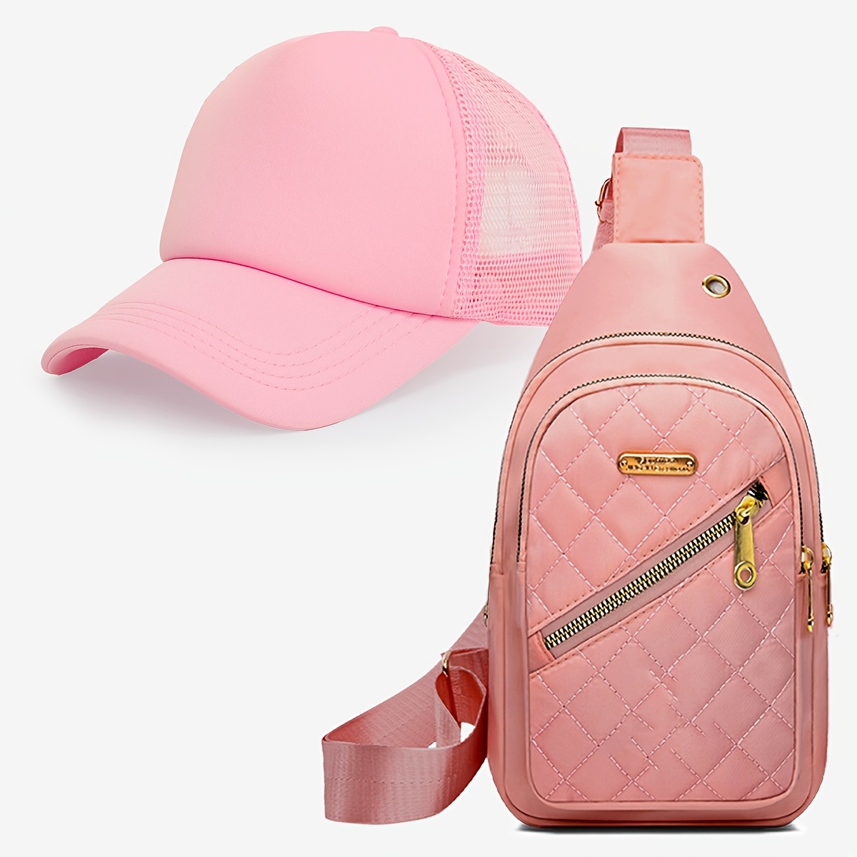 A Set of 2pcs for Adult Birthday And Holiday Gifts, Featuring a Classic And Versatile Sponge Mesh Cap And a Large Capacity Shoulder Bag. This Casual Outdoor Baseball Cap Is Perfect for And Can Be Easily Stored in a Portable Wallet - Image 5