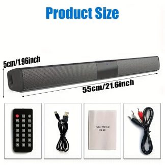 2-in-1 Wireless Wireless Soundbar with Built-in Subwoofers & Stereo Speakers, Home Theater System Suitable for TV, PC, Smartphone, Tablet, USB- Charging, Control, AUX/TF/FM, Battery- for Computers, Smartphones, Tablets