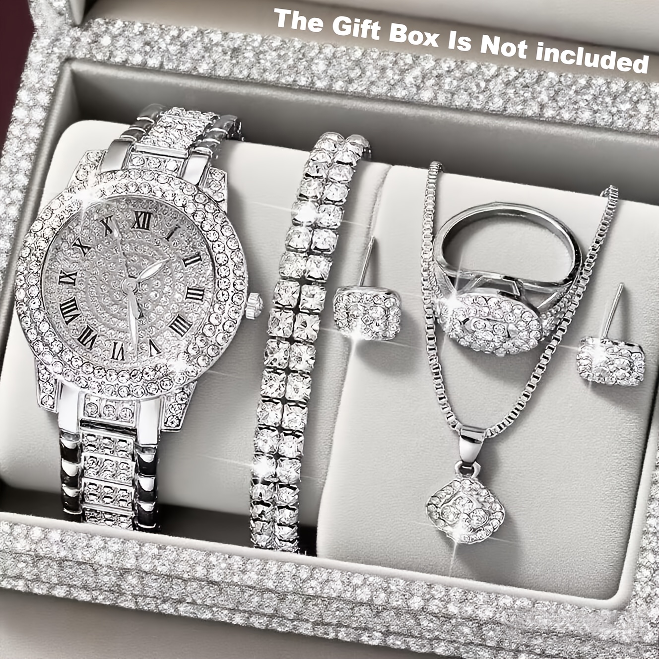 6pcs Luxury Versatile Women's Quartz Watch + Elegant Jewelry Set - Image 2