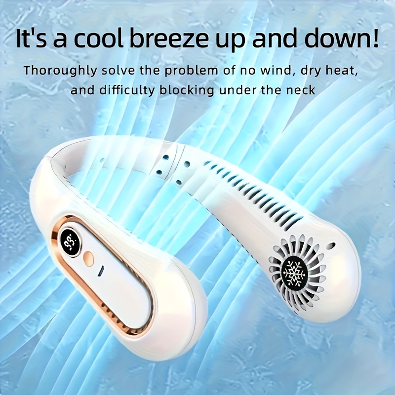 Blade-Free Neck Fan, USB Rechargeable Portable Sports Mini Fan, Fast Cooling And Cooling Down Safe And Quiet Fan, 5-Speed Settings And Digital Display, Summer Outdoor Camping Fan - Image 2