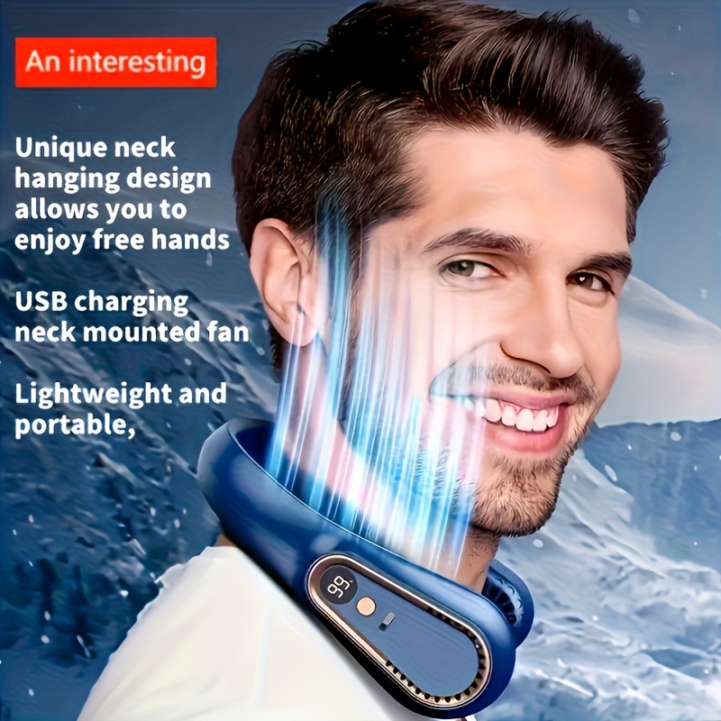 Blade-Free Neck Fan, USB Rechargeable Portable Sports Mini Fan, Fast Cooling And Cooling Down Safe And Quiet Fan, 5-Speed Settings And Digital Display, Summer Outdoor Camping Fan - Image 5