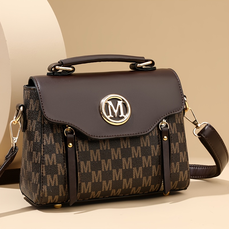 Women'S Fashion Old Flower Elegant Letter Pattern Decoration Crossbody Bag, Large Capacity Academy Style Color Matching Design Shoulder Bag, Multi-Pocket Multi-Zipper Tote Bag, Multi-Functional Handbag Suitable for Work, Shopping And Dining - Image 11