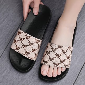 Men'S Summer Cool Slides, Size 36-48 Large Size Classic Print Slippers Women'S Indoor Outdoor Wear Durable Beach, Suitable for Christmas, New Year Gift
