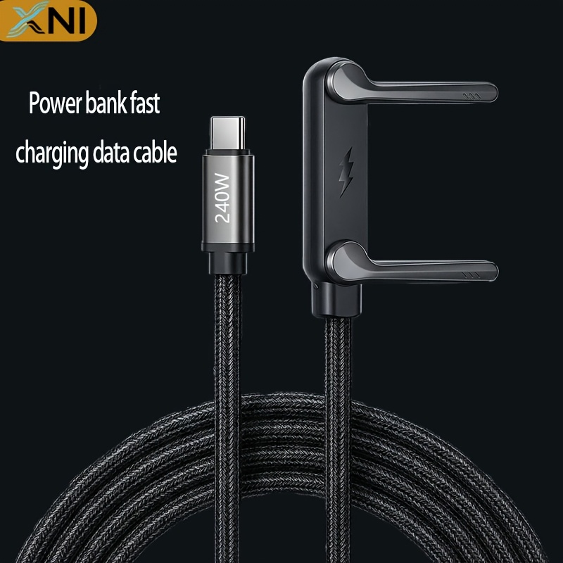 XNI 240W Foldable Phone Stand with Dual Type-C Super Fast Charging Cable, Angled Design for Hands-Free Use, Desktop Phone Holder, Compatible with Huawei, Xiaomi, Honor, and Laptops, Fast Charging Cable - Image 4