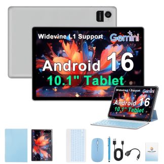 NEW 10.1" Tablet PC Android 16 12GB(4+8 Expandable) RAM 128GB ROM, 5G/WiFi, GMS, Widevine L1, Dual Camera, OTG, Keyboard & Mouse, Tablet, Pad