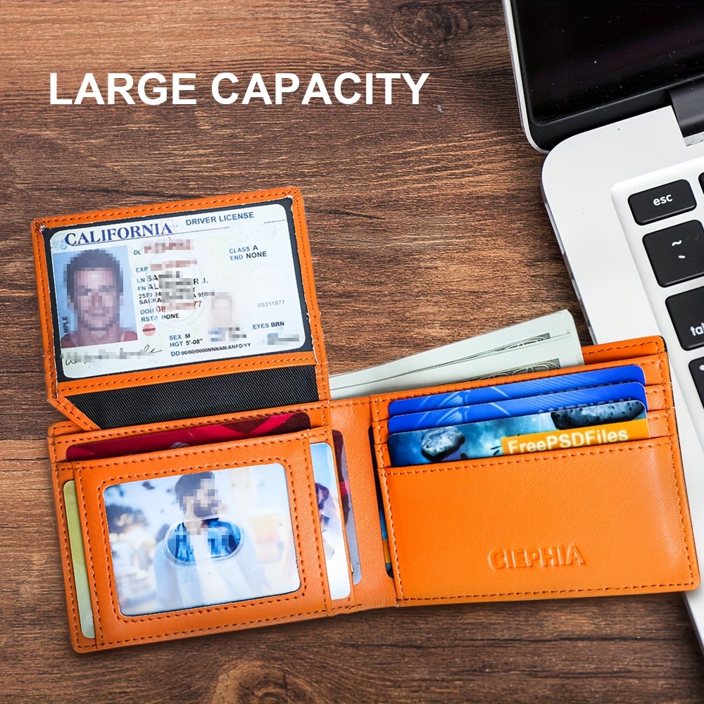 Men'S Wallets Slim Bifold RFID Blocking Card Holder with 2 ID Window, Credit Card Holder 2 Deep Cash Pocket Money Bags Father'S Day Gifts - Image 7
