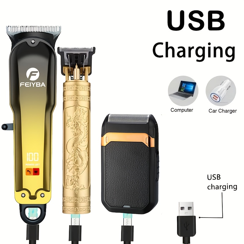 3PS/2PS Professional Rechargeable Hair Clipper Set - Professional Hair Clipper, Sideburn Trimmer, Electric Shaver, USB Charging, Fine Trimming of Hair And Beard, The Most Ideal Holiday Gift for Men! - Image 9
