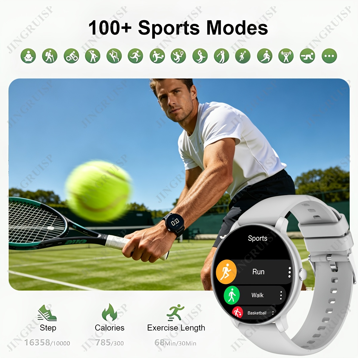 Jinmiyun HOT 1.5-Inch Full Screen Touch Smart Watch, Suitable for Men And Women Smart Watch, Wireless Call Answering, Comfortable Breathable Strap, Message Reminder, Remote Photography/Music Playback, Fitness Smart Watch with Exercise Logs - Image 7
