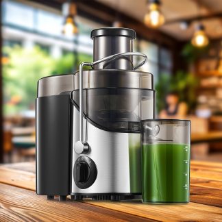 Vegetable And Fruit Juicer, Max 800W Juicer Machine Made of Stainless Steel with 3 Speed Levels, 65Mm Large Mouth Feed Chute Centrifugal Juicer, Easy to Clean, 400W