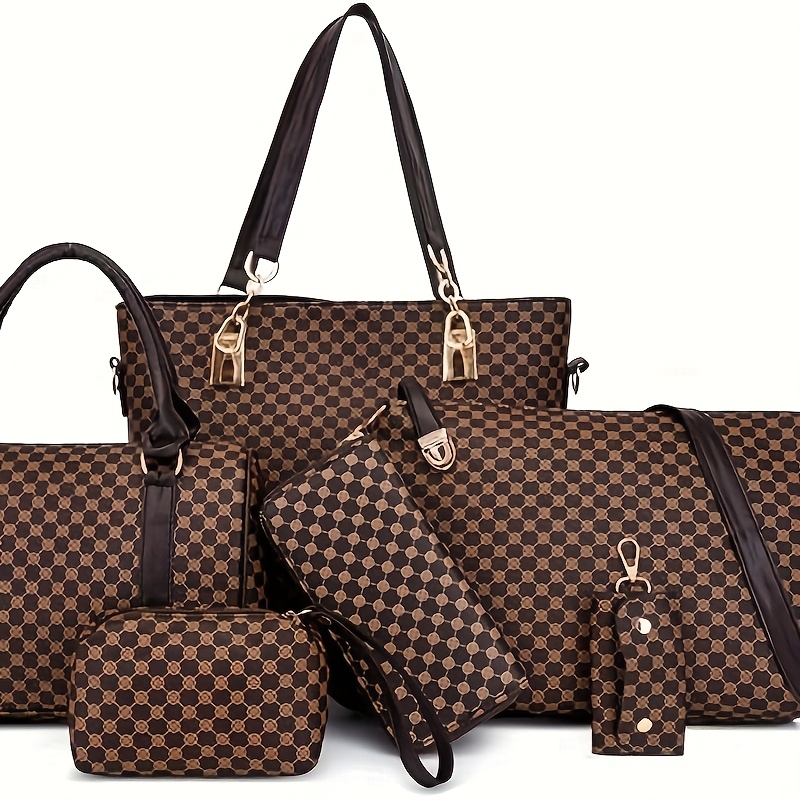 6pcs Set of Large-Capacity Multi-Functional Handbags - Fashionable And Easy Floral Print Design, Versatile Crossbody Bag, Shoulder Bag And Small Handbag Combination, Essential for Daily Commuting And Travel - Image 9