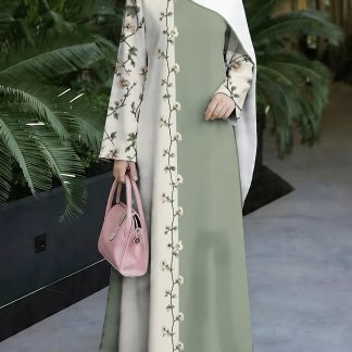 2026 Special Collection, Muslim Women's Long Dress, Middle Eastern Traditional Cultural Attire, Suitable for Malaysian Women, Comfortable and Breathable Digital Print Fabric, Digital Print (Headscarf Accessory Not Included)