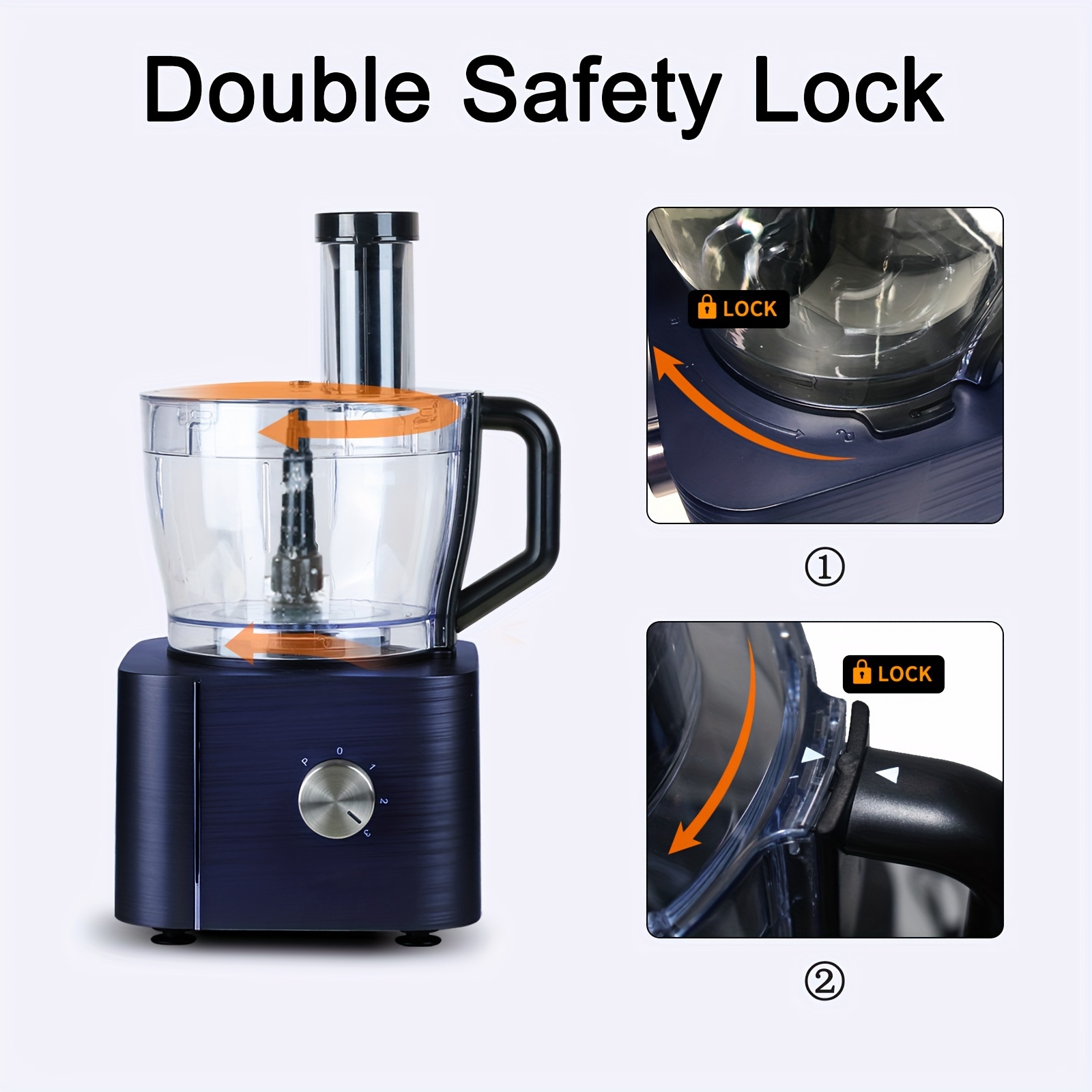 Food Processor 11-in-1 with Chopping Blending Kneading Grinding Whisking Juicing, 1100W, 3 Speeds Plus Pulse, 3.2L Bowl and 1.5L Jug Blender - Image 5