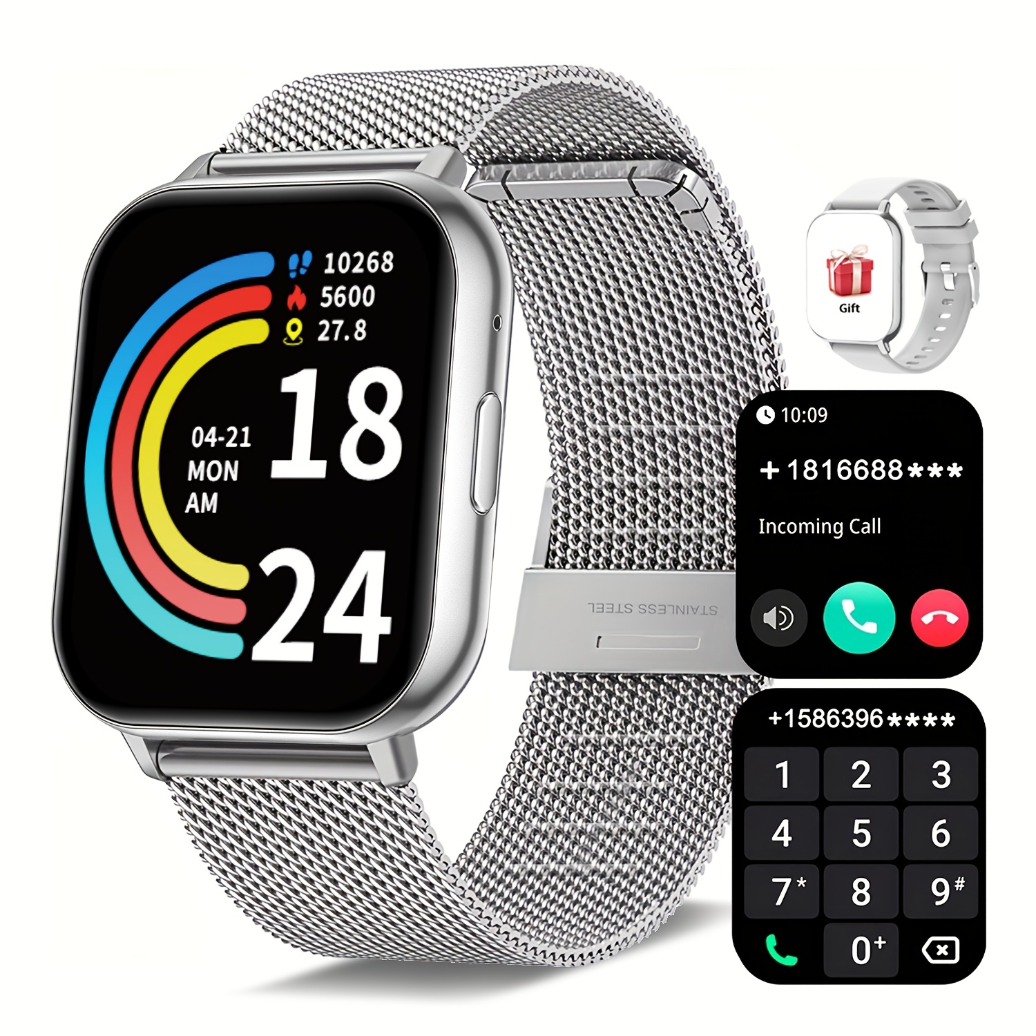 Sports Smart Watch, 4.65cm Full Touch Screen Display with Message, Answer Make Call Smartwatch, Sleep Monitoring, Sports Pedometer, Information Alerts, for iPhone Android Phones, Smartbands Fitness Watch for Women Men Friend Gift, Birthday Gift - Image 9