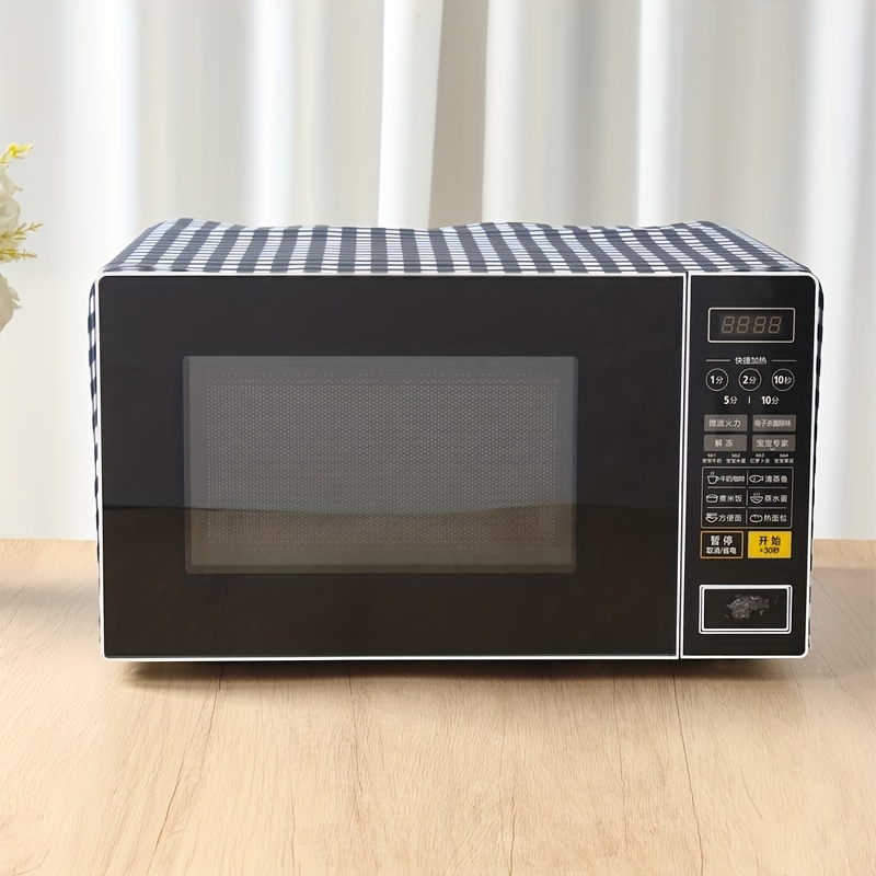 1pc, Stylish Black And White Checkered Microwave Oven Dust Cover, Designed in a Rectangular Shape of 35X90Cm Made from Polyester, Ideal for Organizing Countertops And Cabinets, Perfect for Kitchen Decoration And Protecting Appliances