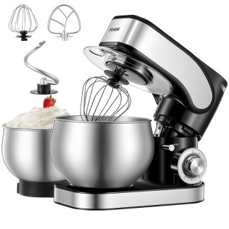5L And 3L Double Stainless Steel Bowls, 6-speed Tilt Mixer With Pulse Function, Newly Improved Dough Hook, Blender, Egg Mixer, Spatula