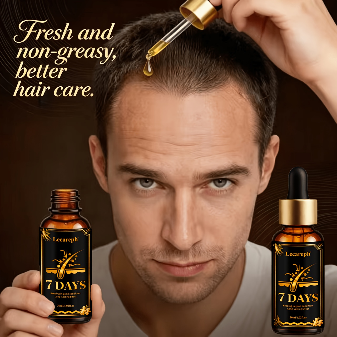 7 DAYS Strengthen Powerful Leave-In Hair Oil Contains Turmeric Ingredient. Just a Drop Loose Dandruff Flakes, Smooths And Lengthens Hair, Effectively Controls Frizz, Dryness And Split Ends. Leaving Hair Bouncy And Elastic. Dry Hair - Image 3