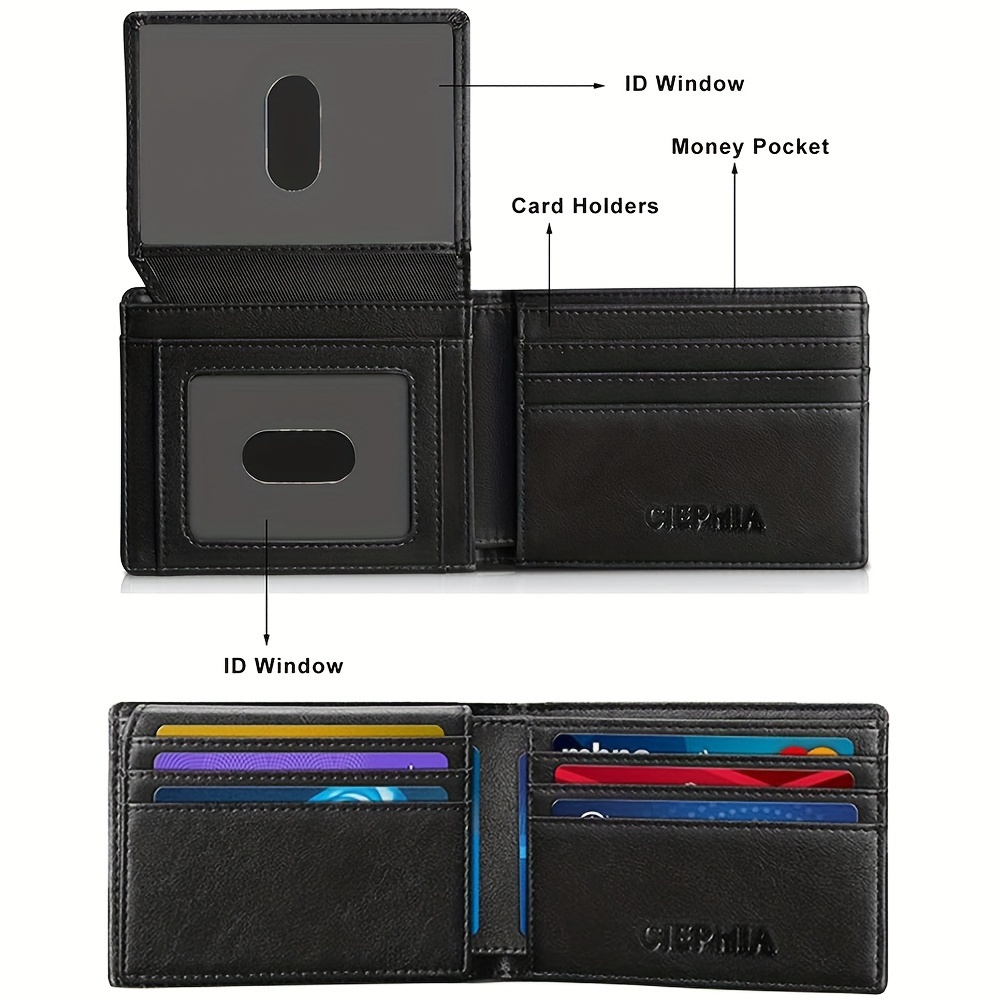 Men'S Wallets Slim Bifold RFID Blocking Card Holder with 2 ID Window, Credit Card Holder 2 Deep Cash Pocket Money Bags Father'S Day Gifts - Image 5