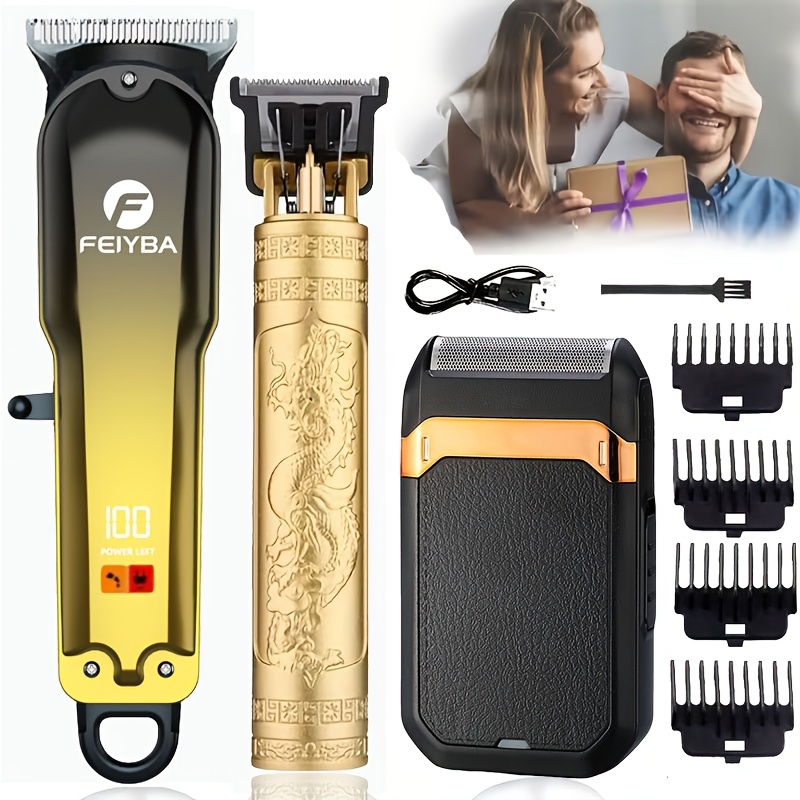 3PS/2PS Professional Rechargeable Hair Clipper Set - Professional Hair Clipper, Sideburn Trimmer, Electric Shaver, USB Charging, Fine Trimming of Hair And Beard, The Most Ideal Holiday Gift for Men! - Image 4