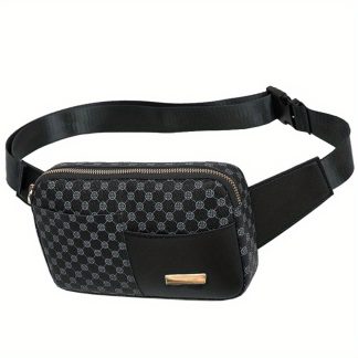 Men'S Waist Bag - Fashion Small Square Bag, Casual Men'S And Women'S Sports Crossbody Bag, Waist Bag with Retro Trendy Printed Check Pattern, Single Shoulder Crossbody Bag [With Random Zipper Direction]