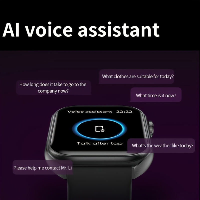 Men'S/Women'S Smartwatch, Voice Assistant 1.96-Inch Screen, Multiple Sports Modes, Watch, Weather, Alarm Clock, Sleep Monitoring, Sedentary Reminder, Compatible with Android, Suitable for IOS - Image 3