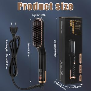 Beard Straightener for Men,Premium Heated Beard Brush Anti-Scald Feature,Beard Straightening Comb Gifts for Men Him Dad