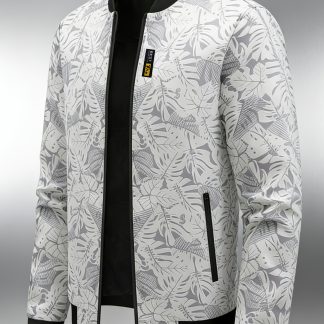 Men's Baseball Collar Print Casual Jacket, Outdoor Windproof Coat with Zipper Pockets Warm Soft Jacket