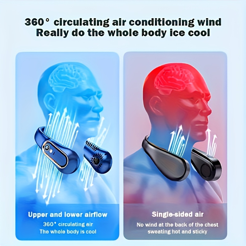 Blade-Free Neck Fan, USB Rechargeable Portable Sports Mini Fan, Fast Cooling And Cooling Down Safe And Quiet Fan, 5-Speed Settings And Digital Display, Summer Outdoor Camping Fan - Image 10