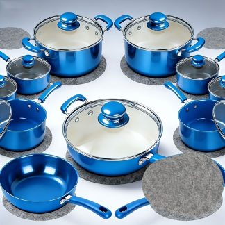 24pcs Set, 3 Types, Complete Set of 24pcs, Heat Insulation and Non-slip Pads, Suitable for Lidded Ceramic-coated Pots and Pans, Small Frying Pan Set, Induction Cookware with Heat-insulated Handles, Thick Felt Bowls, and Absorbent Divider Mats