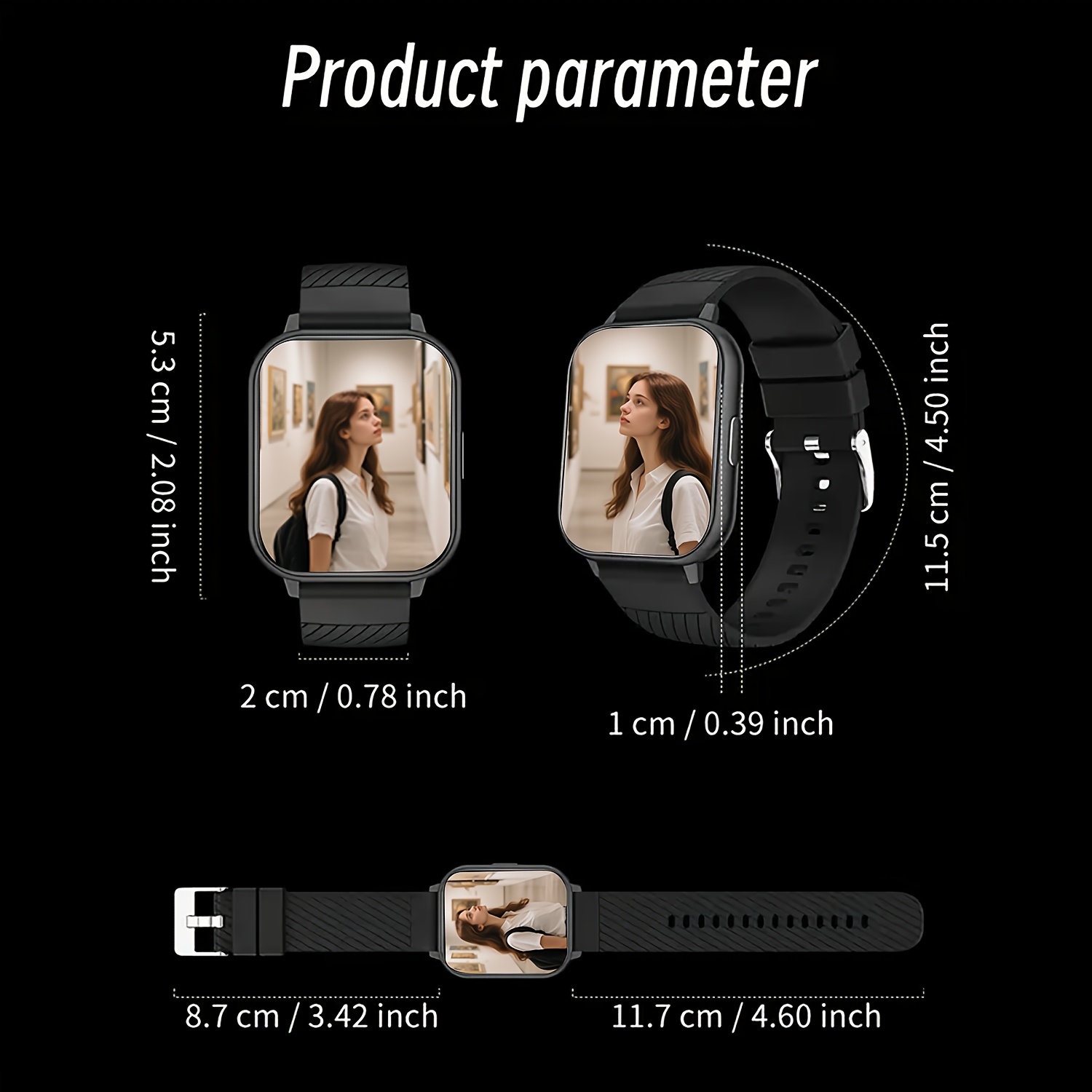 Sports Smart Watch, 4.65cm Full Touch Screen Display with Message, Answer Make Call Smartwatch, Sleep Monitoring, Sports Pedometer, Information Alerts, for iPhone Android Phones, Smartbands Fitness Watch for Women Men Friend Gift, Birthday Gift - Image 3