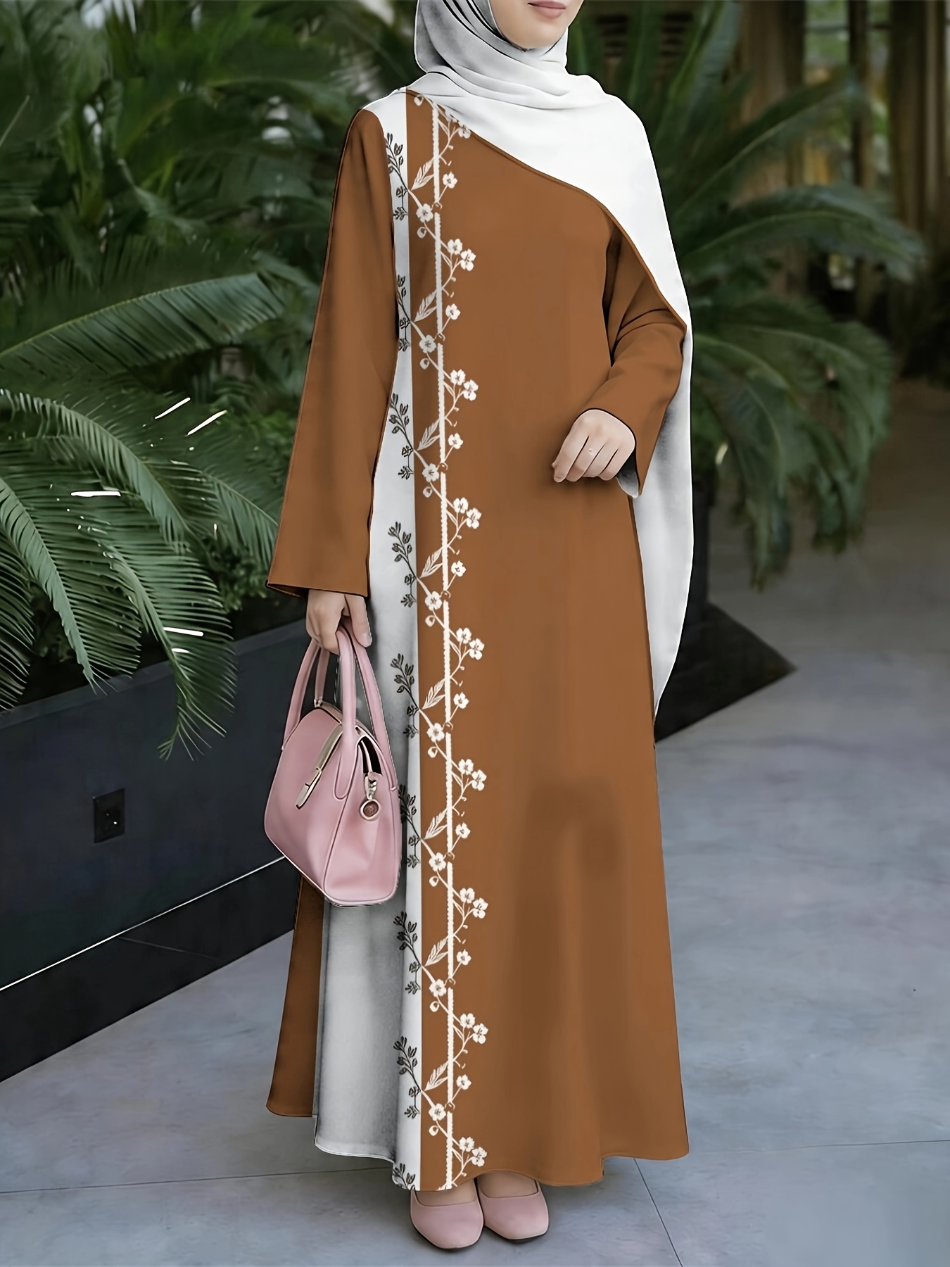 2026 Special Collection, Muslim Women's Long Dress, Middle Eastern Traditional Cultural Attire, Suitable for Malaysian Women, Comfortable and Breathable Digital Print Fabric, Digital Print (Headscarf Accessory Not Included) - Image 2