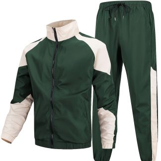 [Zhi Yu'S OBM] Men'S Spring And Autumn Color And Zipper Logo Rack Set Pants Trousers Tracksuit Two-Piece Set