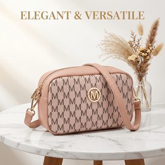 () Women'S Vintage M-Pattern Printed Shoulder Bag, 3 Colors Available! Light Luxury And Fashion Letter Print Crossbody Bag, Good for Commuting And Travel, Fashionable M-Logo Hardware, Shoulder And Crossbody Wear