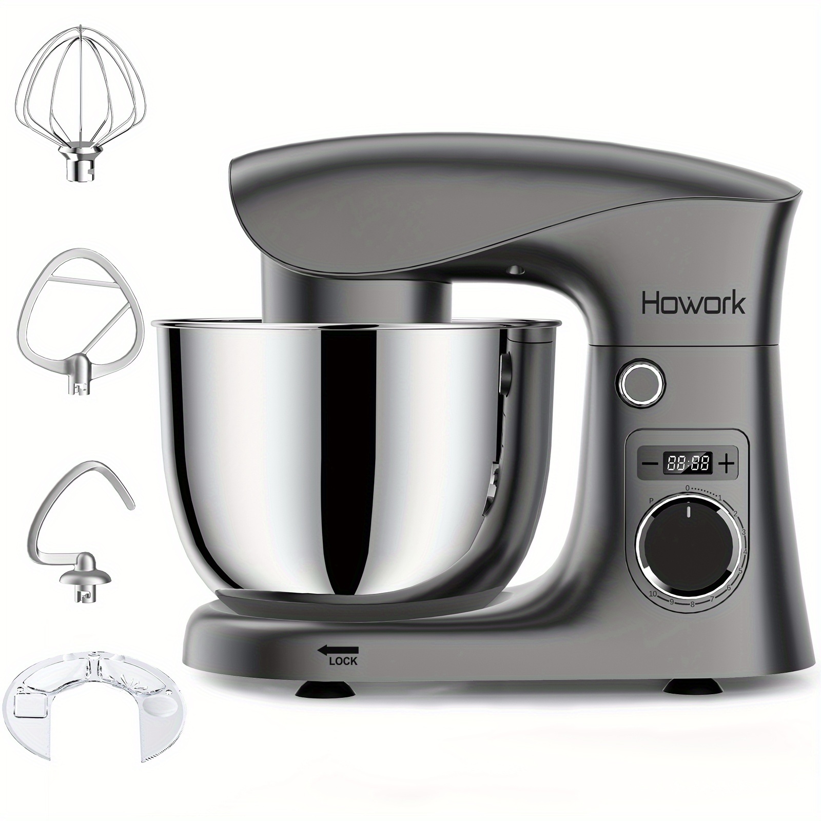 Vertical Mixer with 5L 10-speed Tilt-head Electric Vertical Mixer, 3-in-1 Kitchen Mixer, with Bowl, Dough Hook, Beater, and Stirrer, Suitable for Baking, Cakes, and Most Household Cooking Food Mixers.