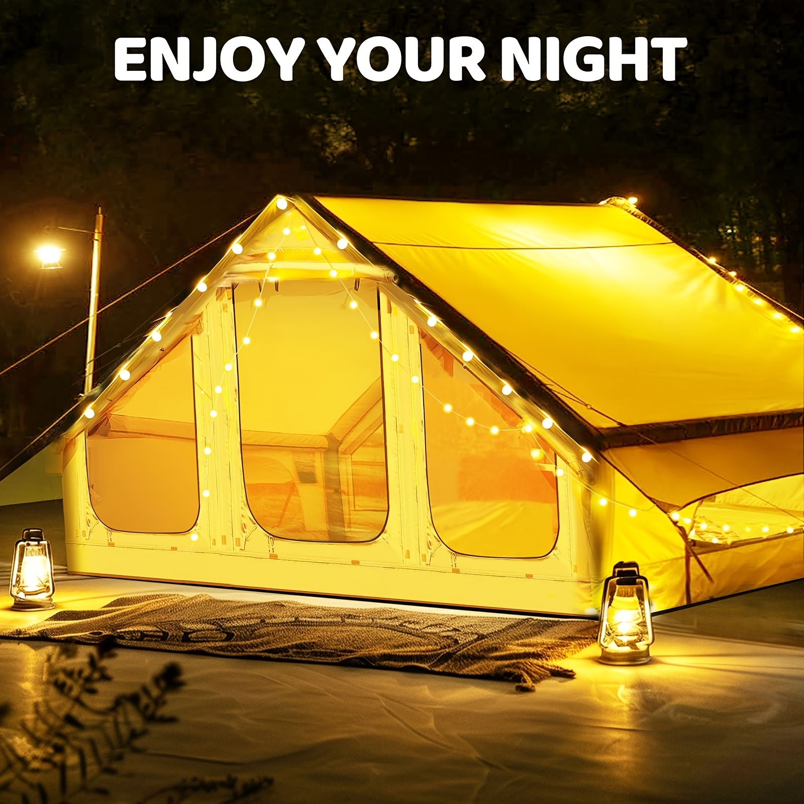 High Quality Inflatable Camping Tent With Skylight, Hot Tent With Stove, Mesh Windows To Prevent Mosquitoes And Insects, Double Doors With Zipper, Quick Setup For 4-6 People Family, Hiking, Fishing, Hunting, Father'S Day Gift For Summer Party