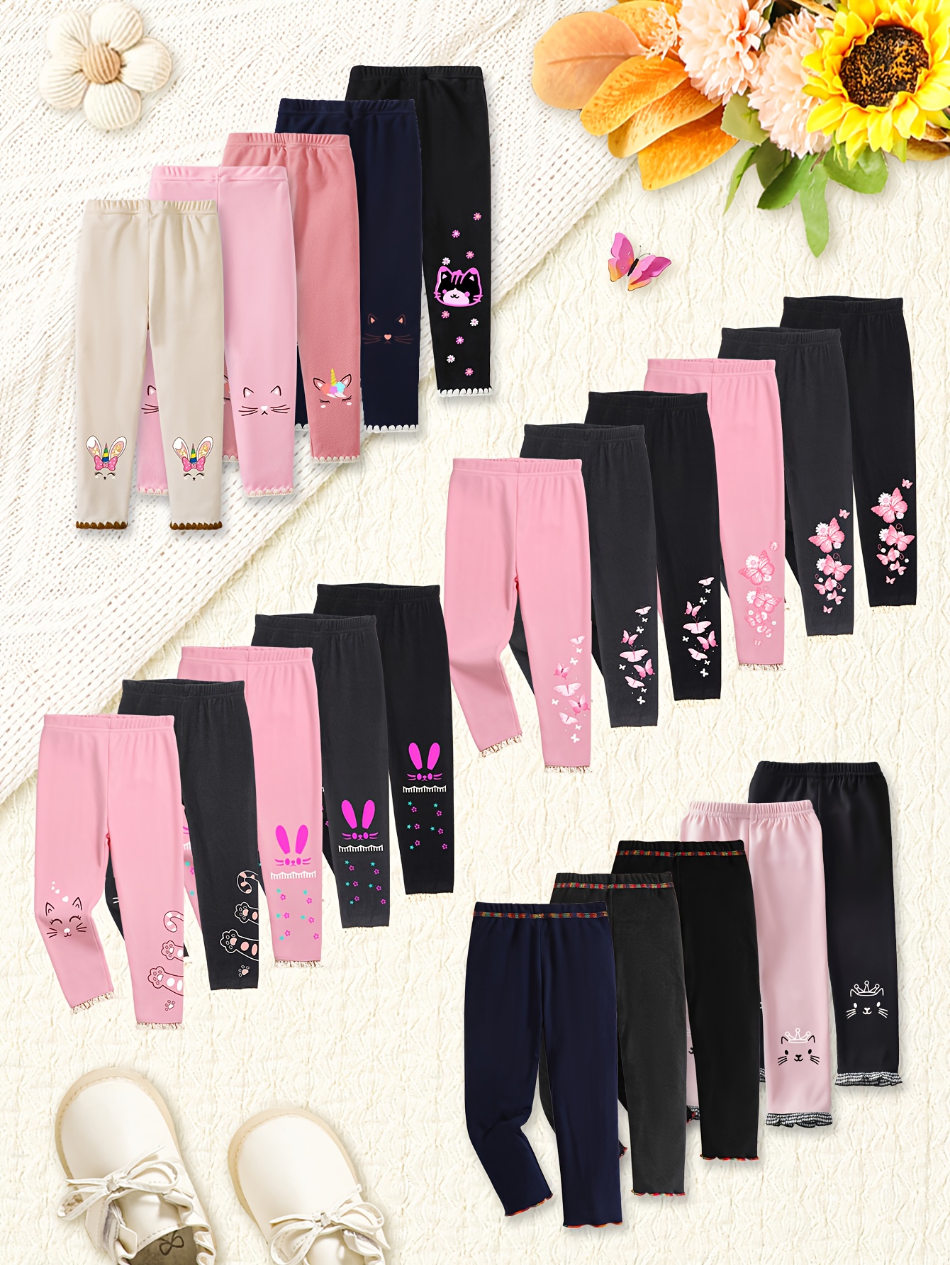 21 Colors Randomly Send 1pc of Girls' Leggings, Spring And Autumn Outer Wear Elastic Sports Tights, Fashionable And Popular Print Casual Trousers on The Trouser Legs, Warm And Comfortable Solid Color Student Casual Trousers