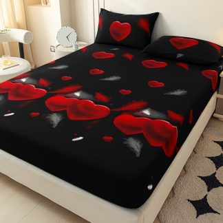 3pcs Printed Pattern Set for Bedroom/guest Room. Includes 1 Fitted Sheet and 2 Pillowcases. Does Not Include Inserts. Soft, Skin-friendly, Breathable, and Machine Washable