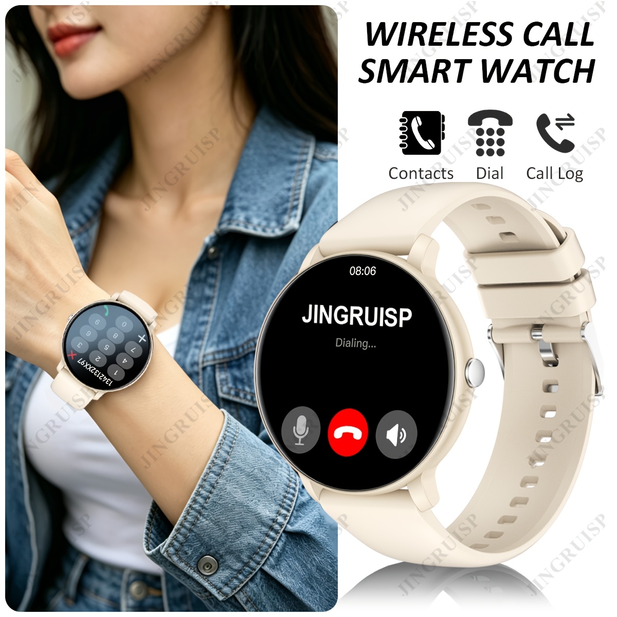 Jinmiyun HOT 1.5-Inch Full Screen Touch Smart Watch, Suitable for Men And Women Smart Watch, Wireless Call Answering, Comfortable Breathable Strap, Message Reminder, Remote Photography/Music Playback, Fitness Smart Watch with Exercise Logs - Image 5