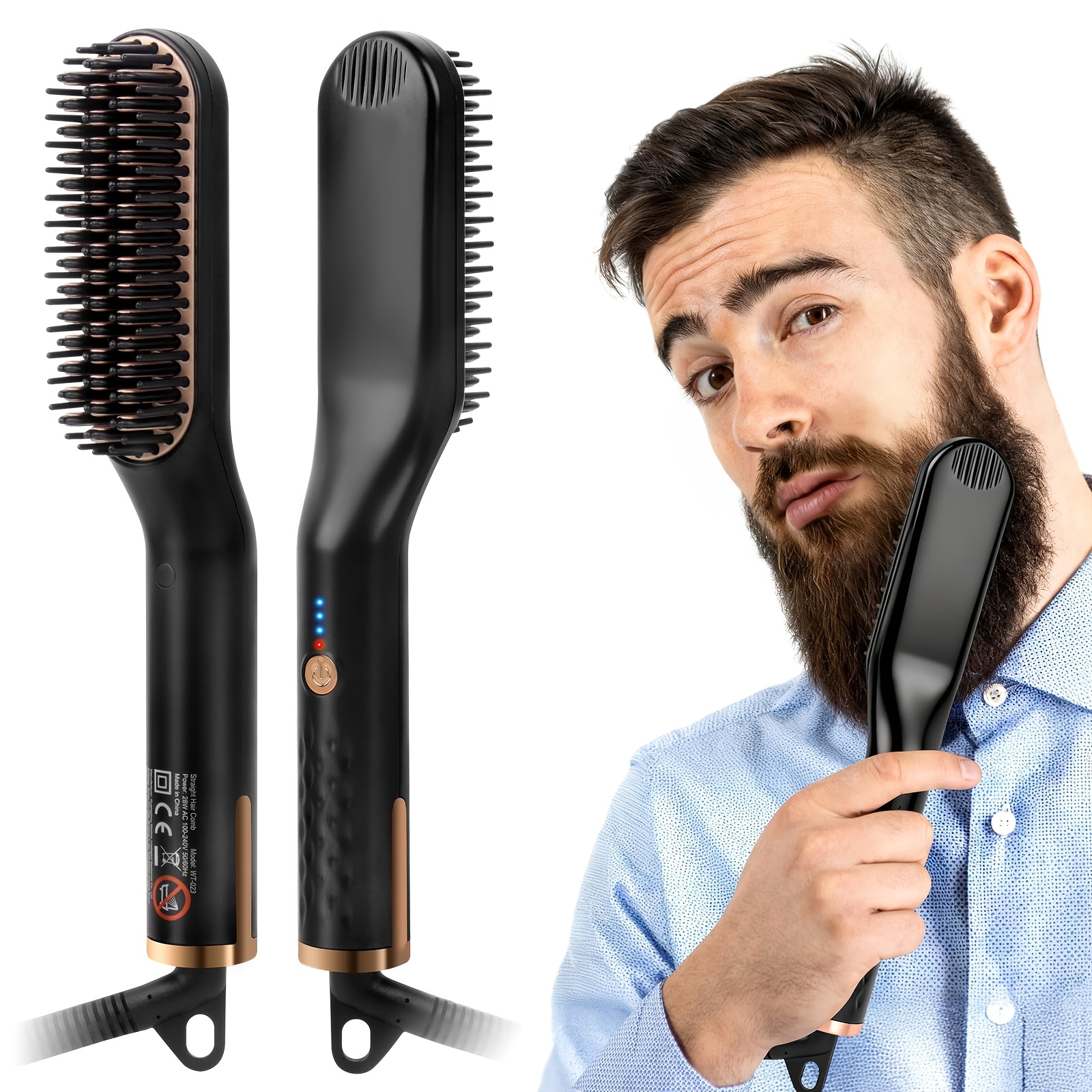 Beard Straightener for Men,Premium Heated Beard Brush Anti-Scald Feature,Beard Straightening Comb Gifts for Men Him Dad - Image 2