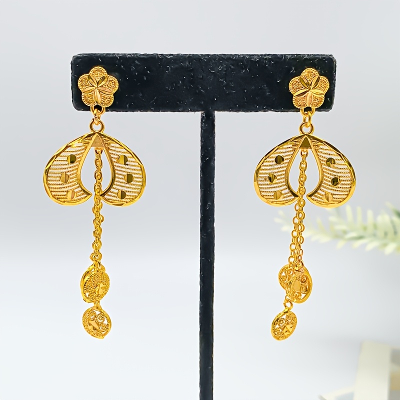 2025 New Bohemian 2pcs Hollow Flower Tassel Earrings and Necklace Elegant Ladies Jewelry Set, Perfect for Dubai Bridal Wedding Anniversary Gift, Valentine's Day, Christmas Eid, Daily Present for Wife, Family, Girlfriend - Image 3