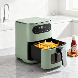 1 large family air fryer - 6L capacity multifunctional kitchen appliance, compact countertop device, suitable for making fried chicken, roasting, baking, ideal for home kitchens and small restaurants.