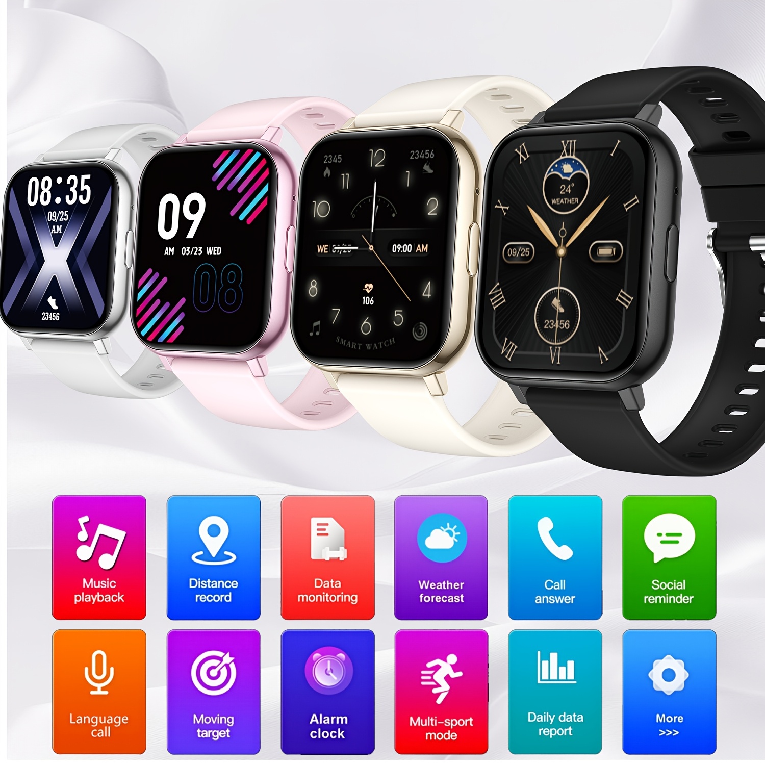Sports Smart Watch, 4.65cm Full Touch Screen Display with Message, Answer Make Call Smartwatch, Sleep Monitoring, Sports Pedometer, Information Alerts, for iPhone Android Phones, Smartbands Fitness Watch for Women Men Friend Gift, Birthday Gift - Image 5