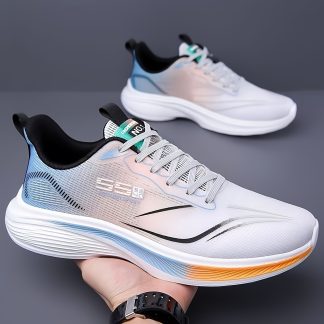 Men's Lightweight Breathable Sneakers with Soft Sole & Cushioning - Low-Top Athletic Running Shoes Suitable for Gym,, Casual Wear, Round Toe Low-Cut, Summer Striped for -Day ( Brand)