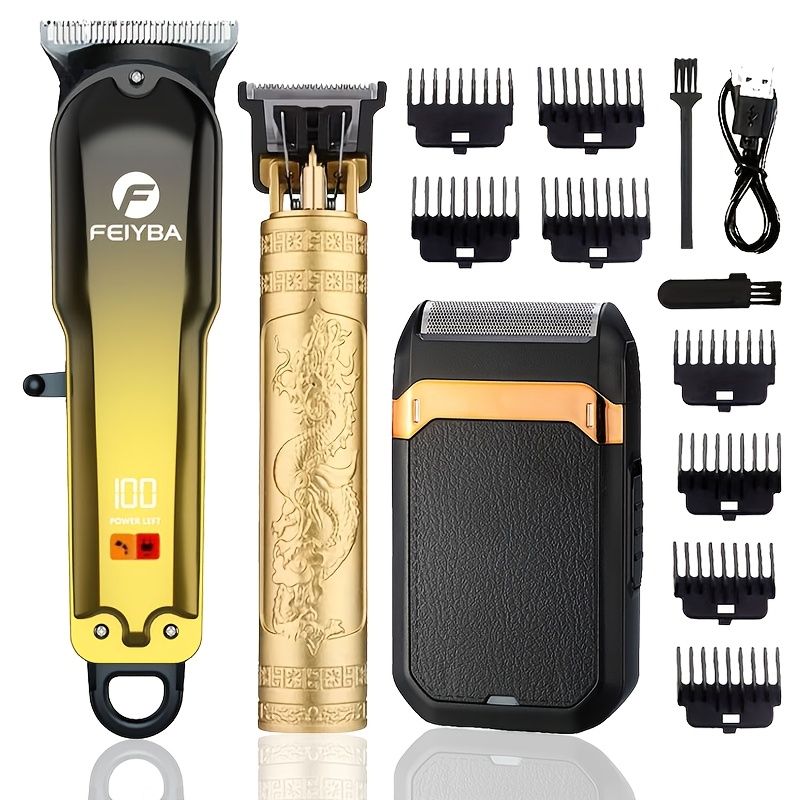 3PS/2PS Professional Rechargeable Hair Clipper Set - Professional Hair Clipper, Sideburn Trimmer, Electric Shaver, USB Charging, Fine Trimming of Hair And Beard, The Most Ideal Holiday Gift for Men!